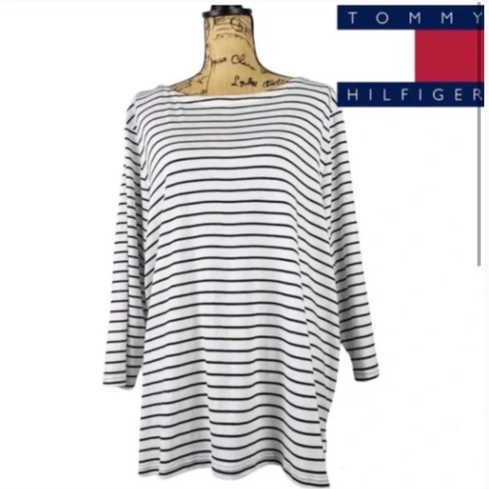 New Striped Tommy Hilfiger light blue and white top Sz 2x